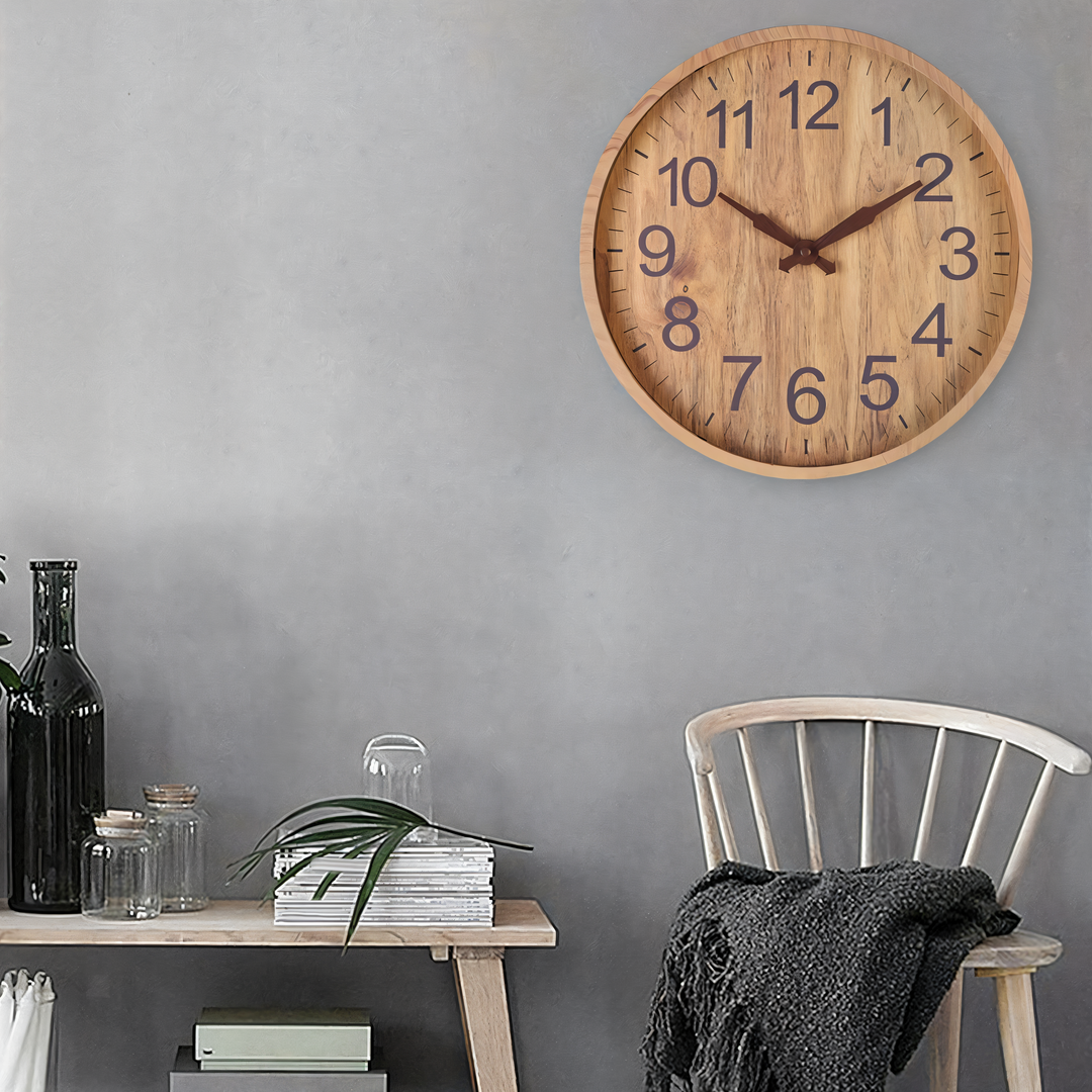 BowLift | Elegant Wooden Wall Clock – Silent Kitchen Clock