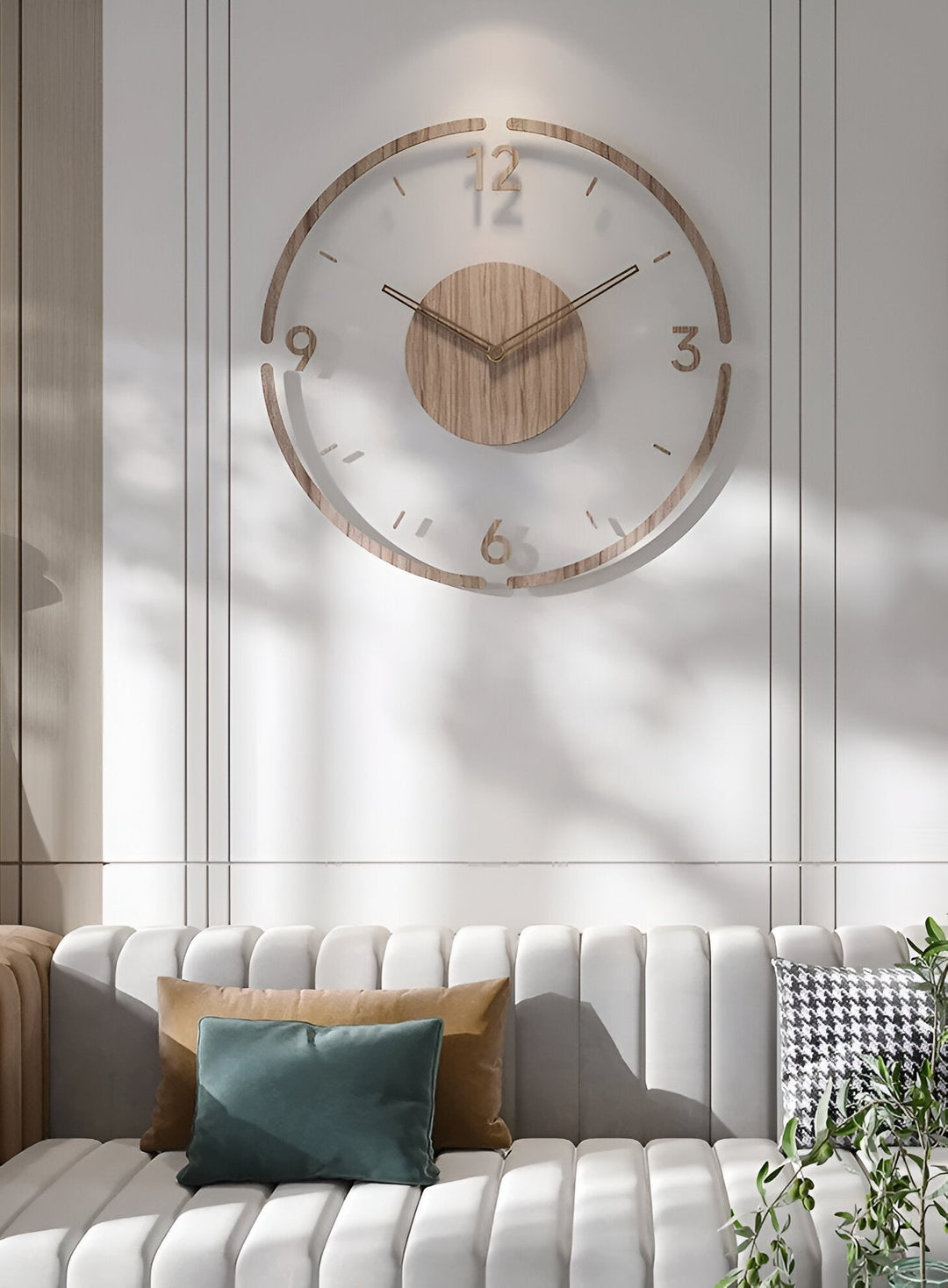 ClearWood Transparent Wall Clock – Silent Quartz with Wooden Details | Bowlift