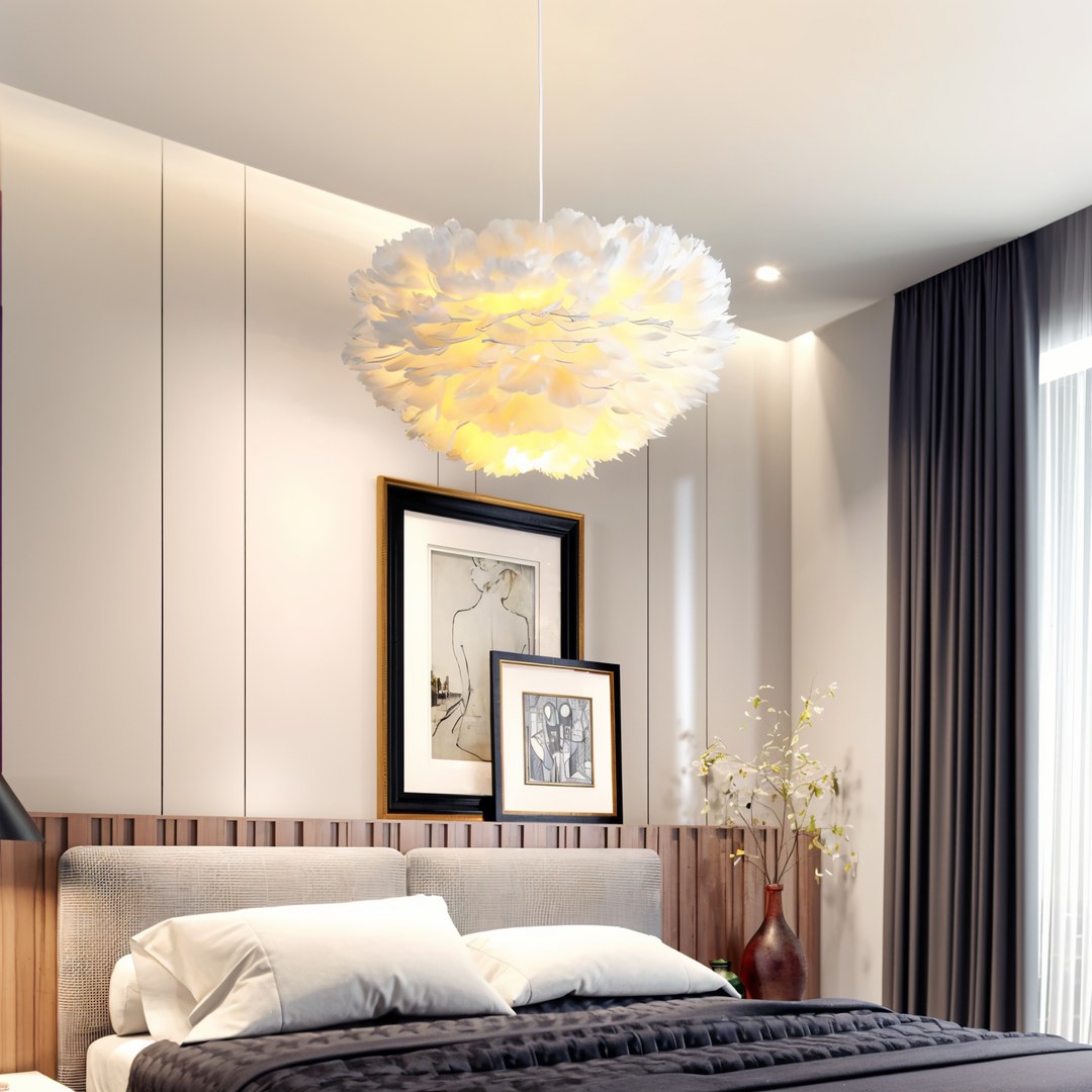 BowLift | Dreamcatcher Feather Chandelier - Handmade, adjustable pendant light
