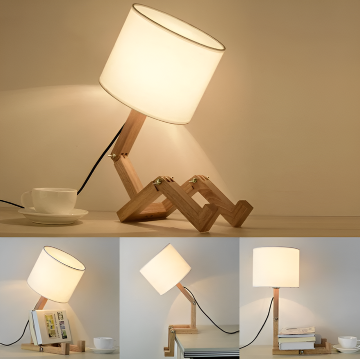 Flexible Robot Desk Lamp Made of Solid Wood – LumoBot | Bowlift