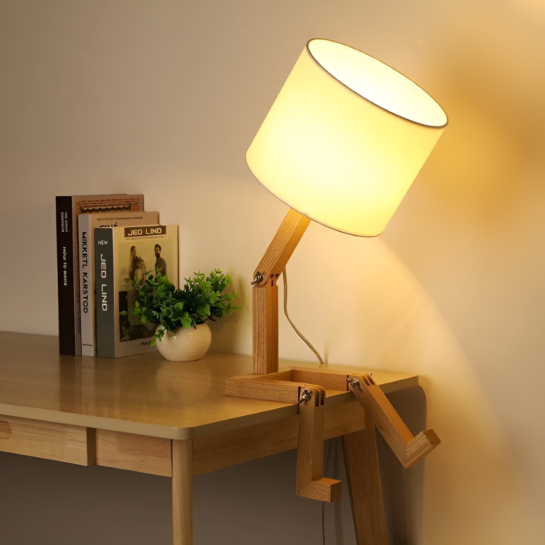 Flexible Robot Desk Lamp Made of Solid Wood – LumoBot | Bowlift