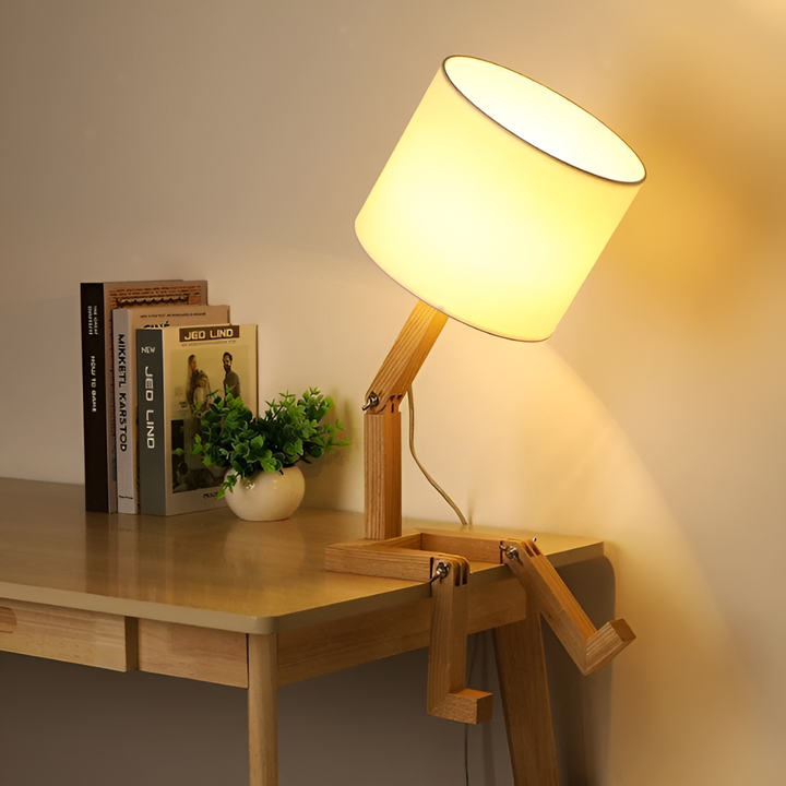 Flexible Robot Desk Lamp Made of Solid Wood – LumoBot | Bowlift