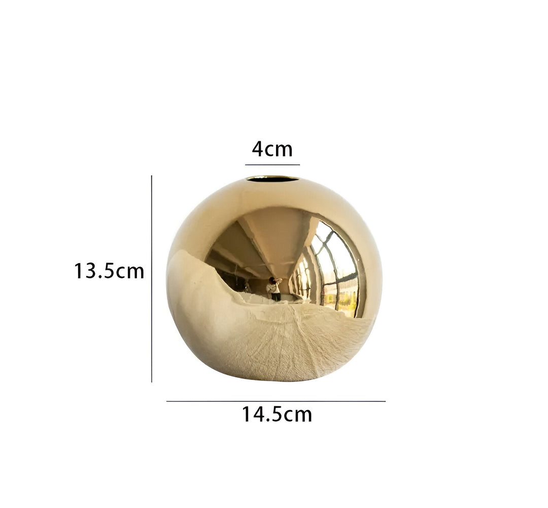 BowLift | Ceramic vase Aurelia Gold | Round shape with gloss finish | Timelessly elegant & versatile | For flowers & decor