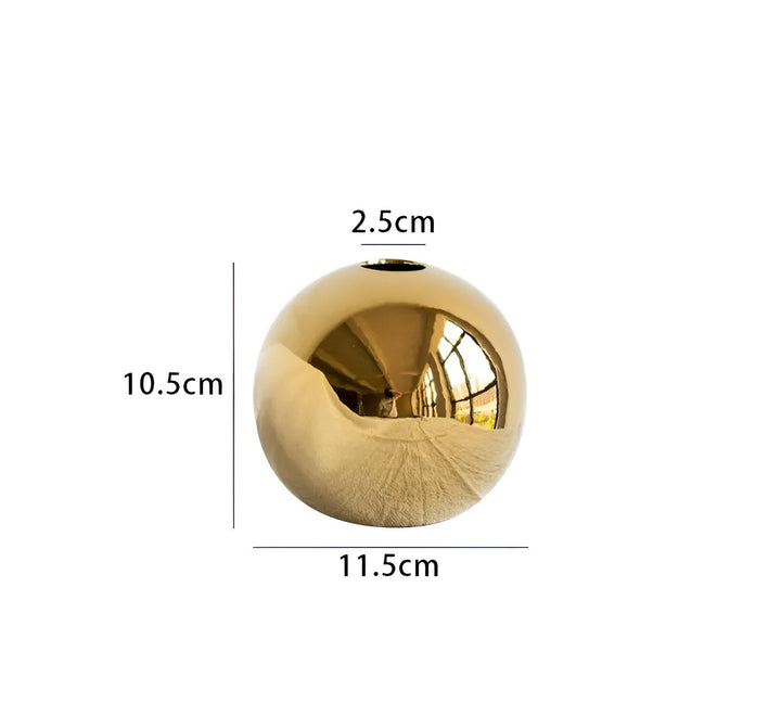 BowLift | Ceramic vase Aurelia Gold | Round shape with gloss finish | Timelessly elegant & versatile | For flowers & decor