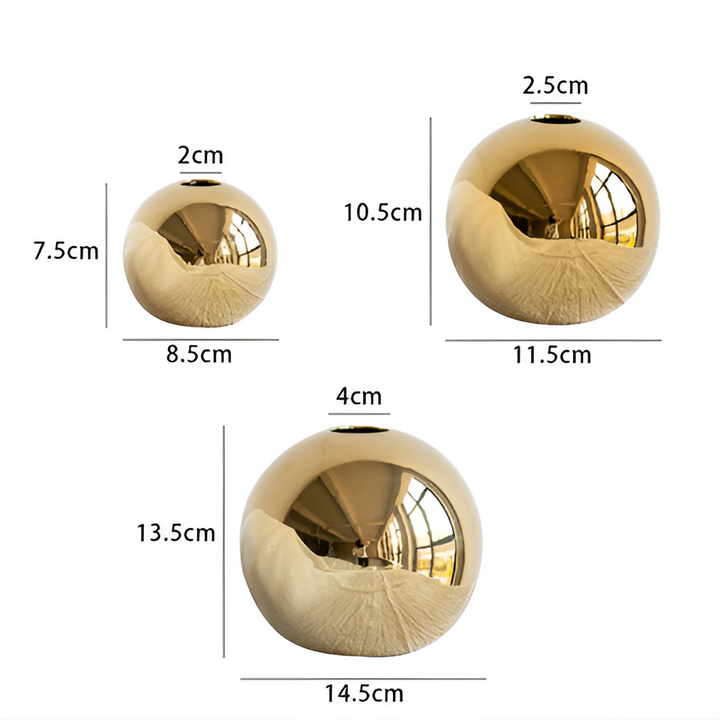 BowLift | Ceramic vase Aurelia Gold | Round shape with gloss finish | Timelessly elegant & versatile | For flowers & decor