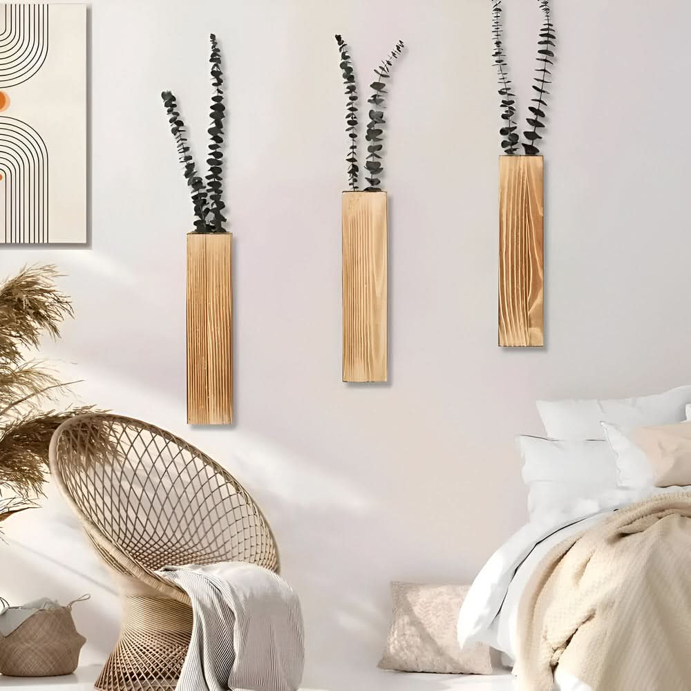 BowLift | Wooden Wall Vase Rectangular Plant Shelf 30 cm