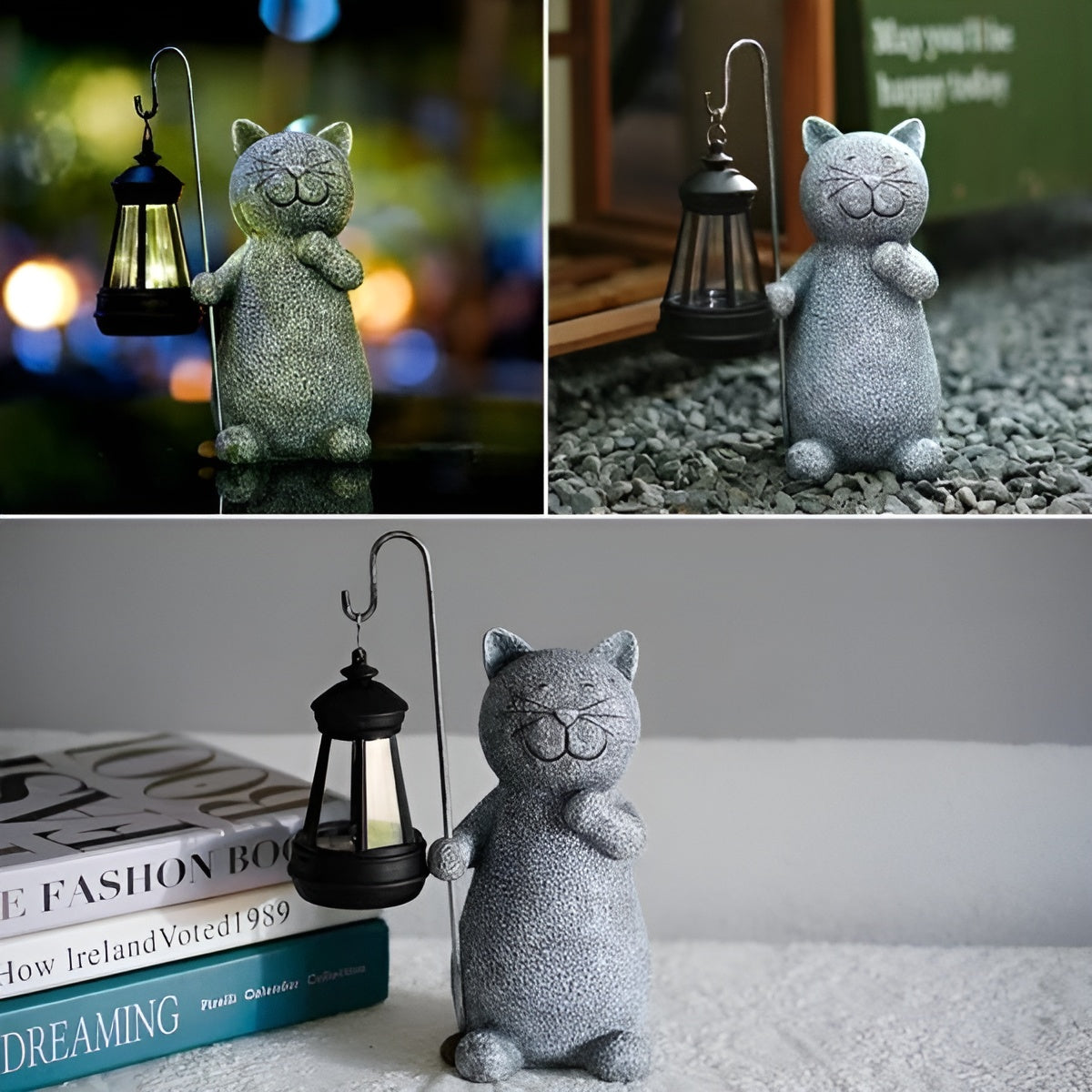 BowLift | Gleaming Kitty Solar Statue | Energy-efficient Garden Lighting