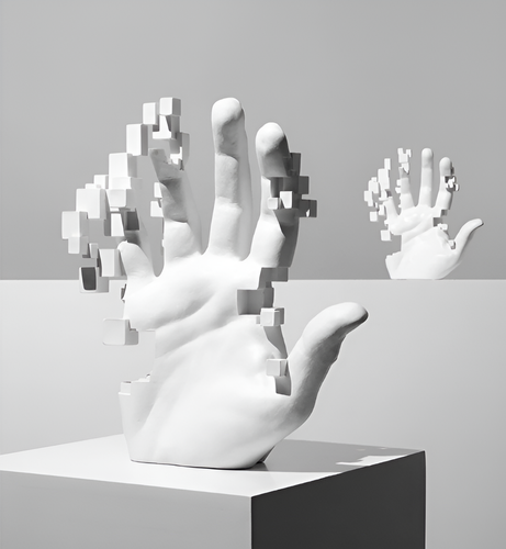 BowLift | Abstract Resin Hand Sculpture with Mosaic Design