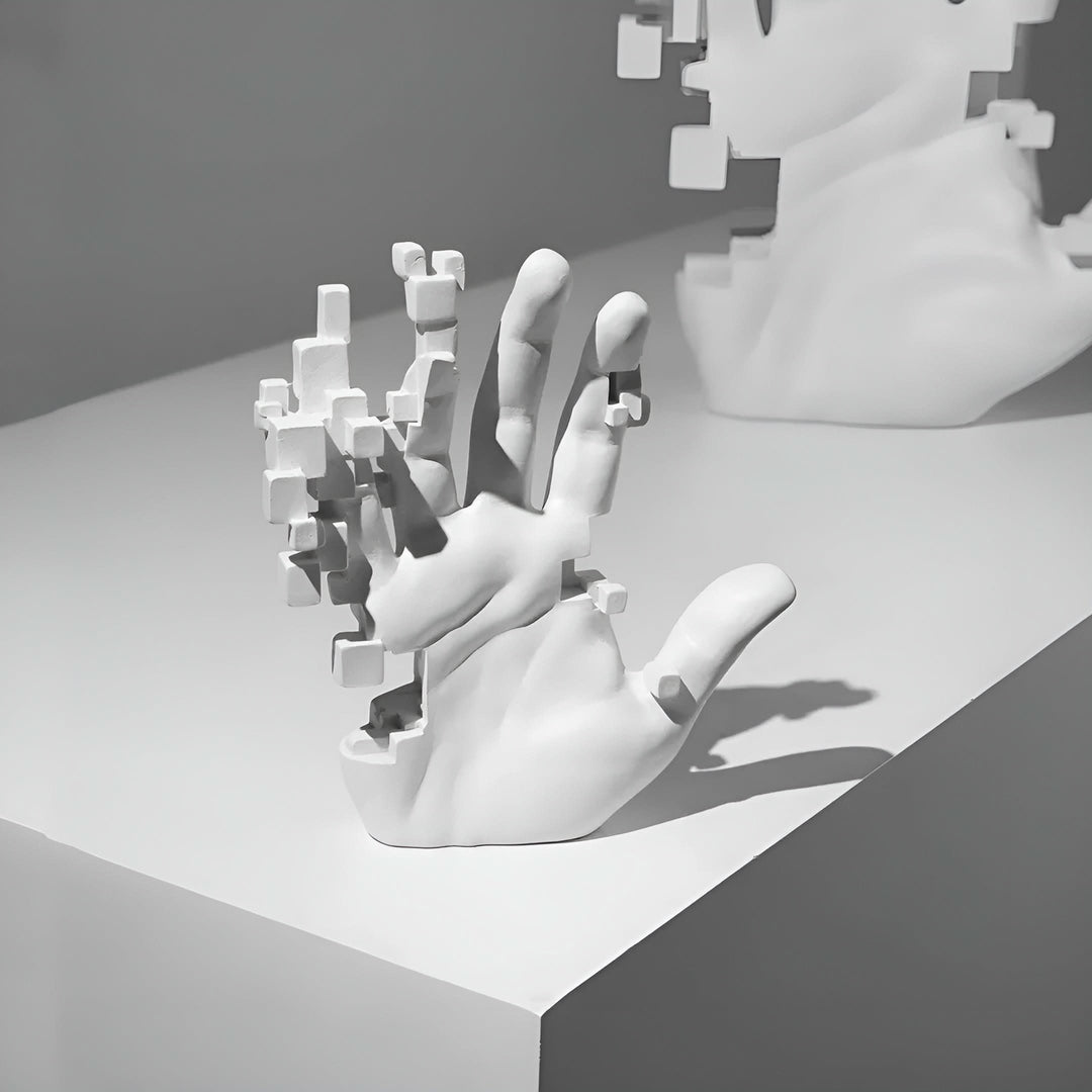 BowLift | Abstract Resin Hand Sculpture with Mosaic Design