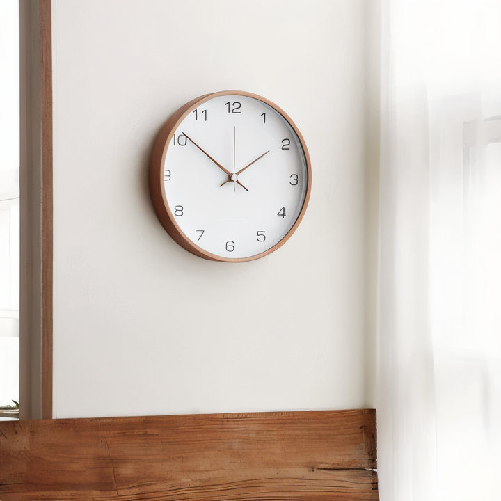 BowLift | Elegant Wall Clock Made of Wood – Silent, Large (30 cm)
