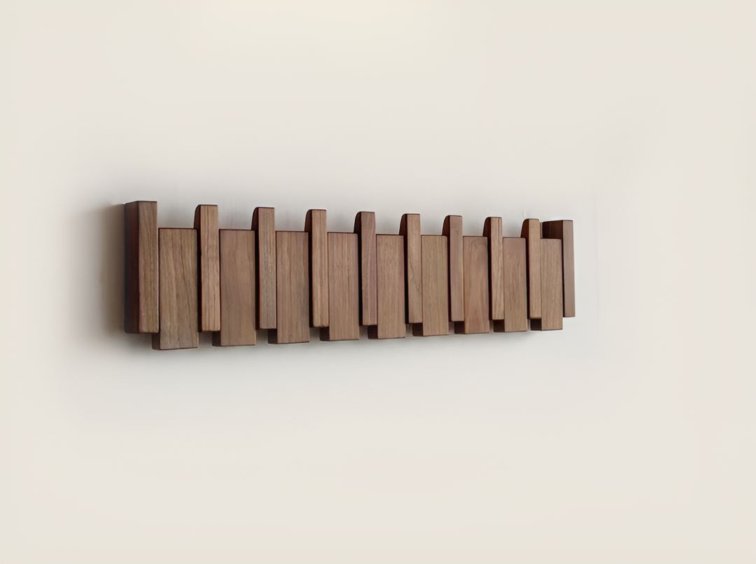 BowLift | RetroHooks - Wooden piano wall shelf with magnetic hooks