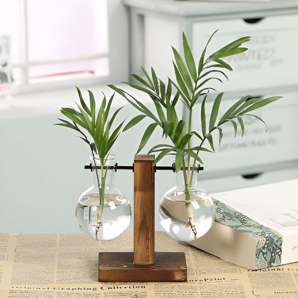 BowLift | Rustic Wooden Hydroponic Plant Holder