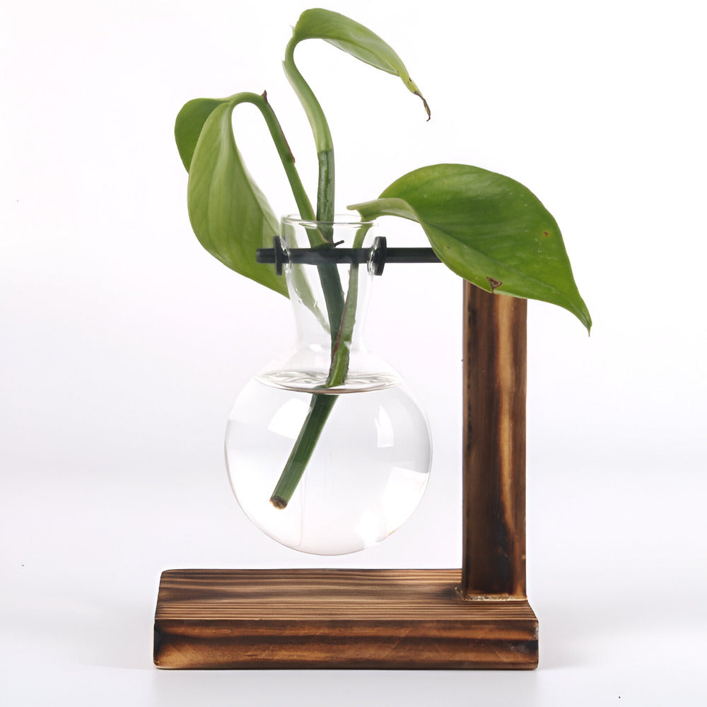 BowLift | Rustic Wooden Hydroponic Plant Holder