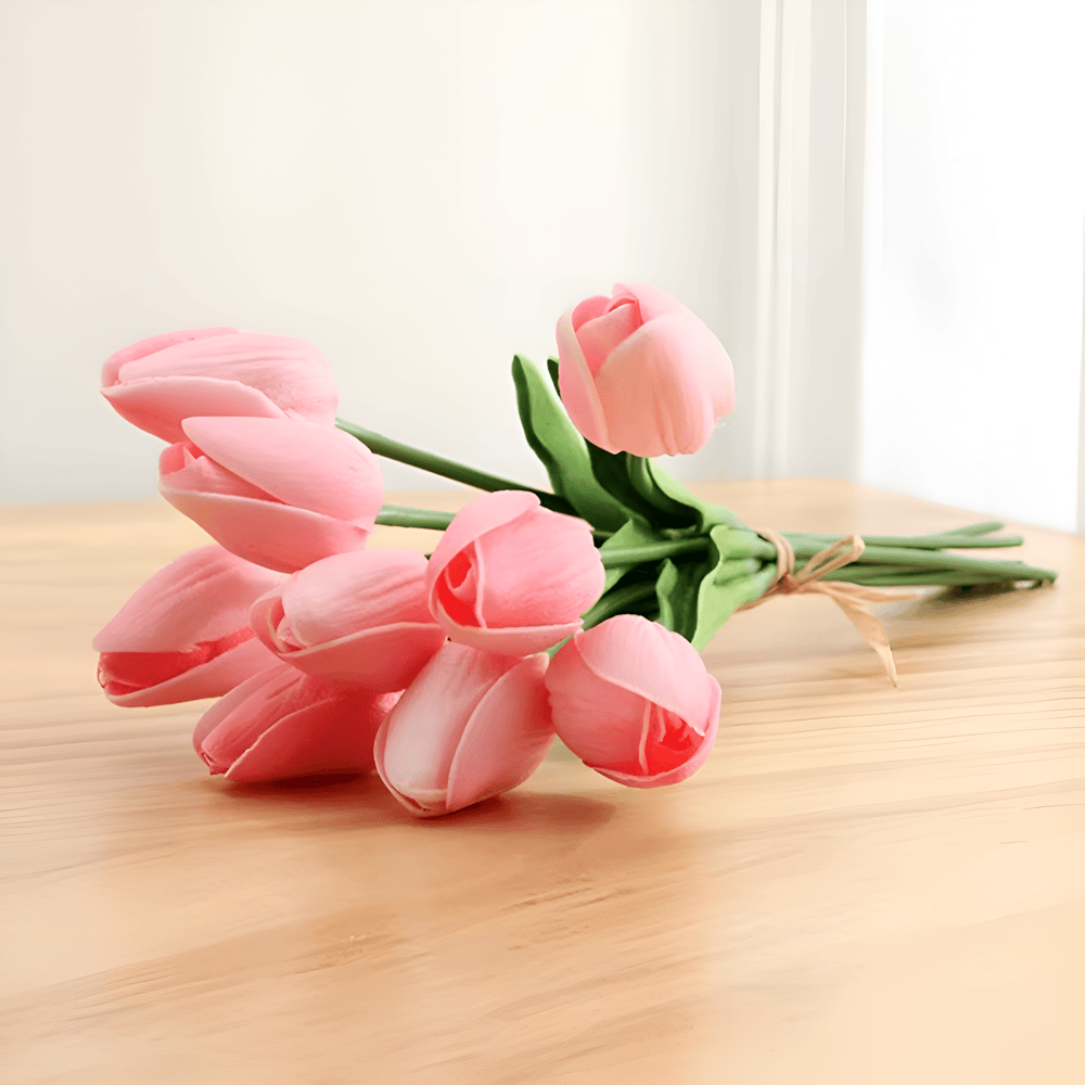 BowLift | Set of 6 Realistic Artificial Tulip Bouquets for Home, Garden, and Party Decoration