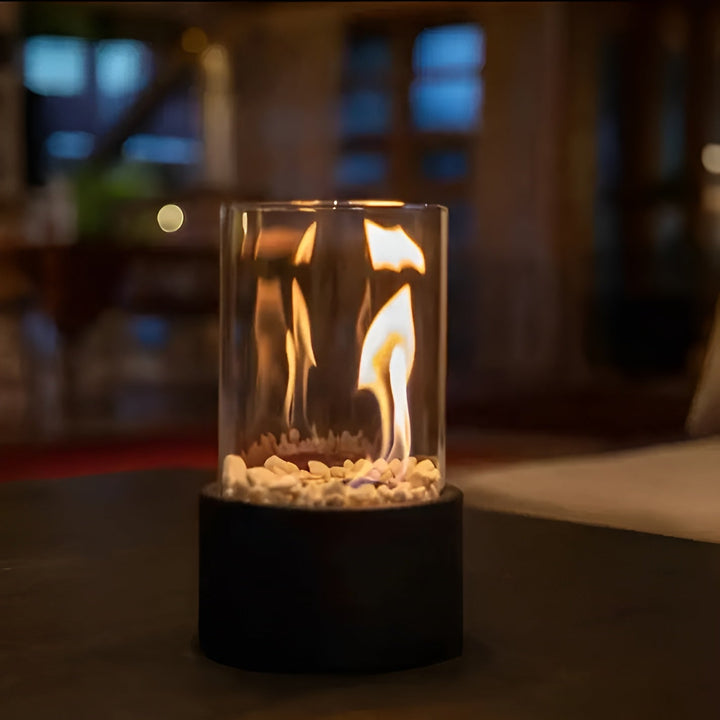 BowLift | Stylish black metal base table fire pit