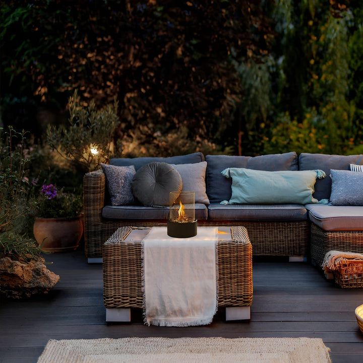 BowLift | Stylish black metal base table fire pit