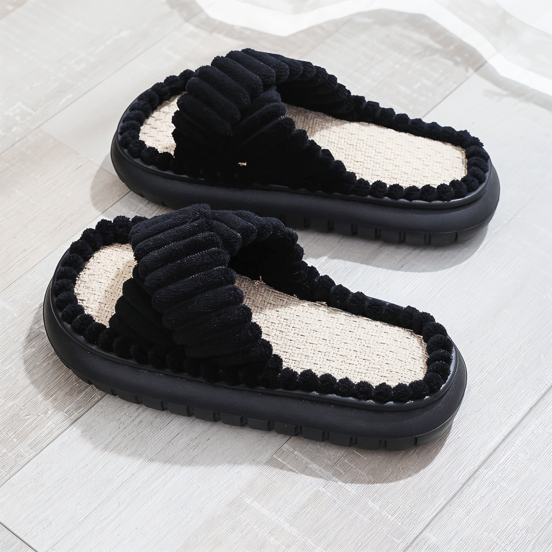 BowLift | Sofie - Plush Lined Slippers with Cross Band
