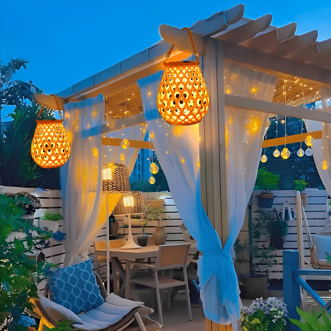 BowLift | Solar Garden Lamp with Braided Bamboo Look