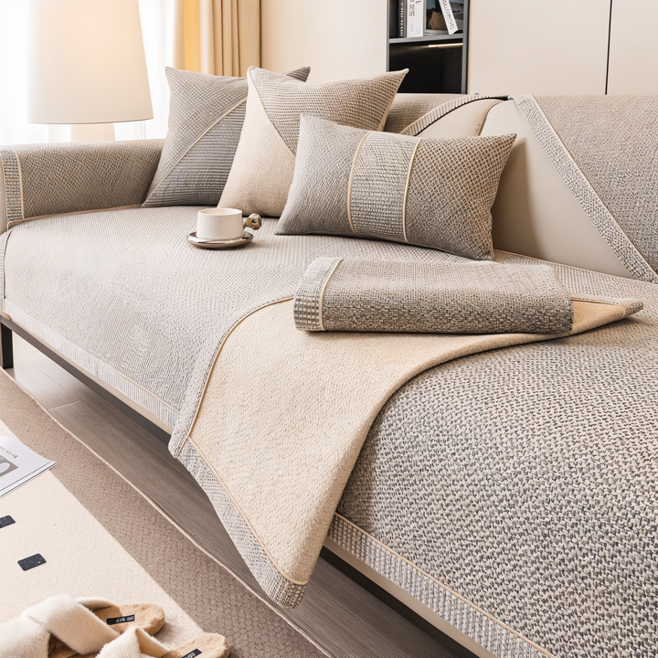 BowLift | Solid Satin Sofa Cover – Non‑Slip Cotton & Polyester Protector