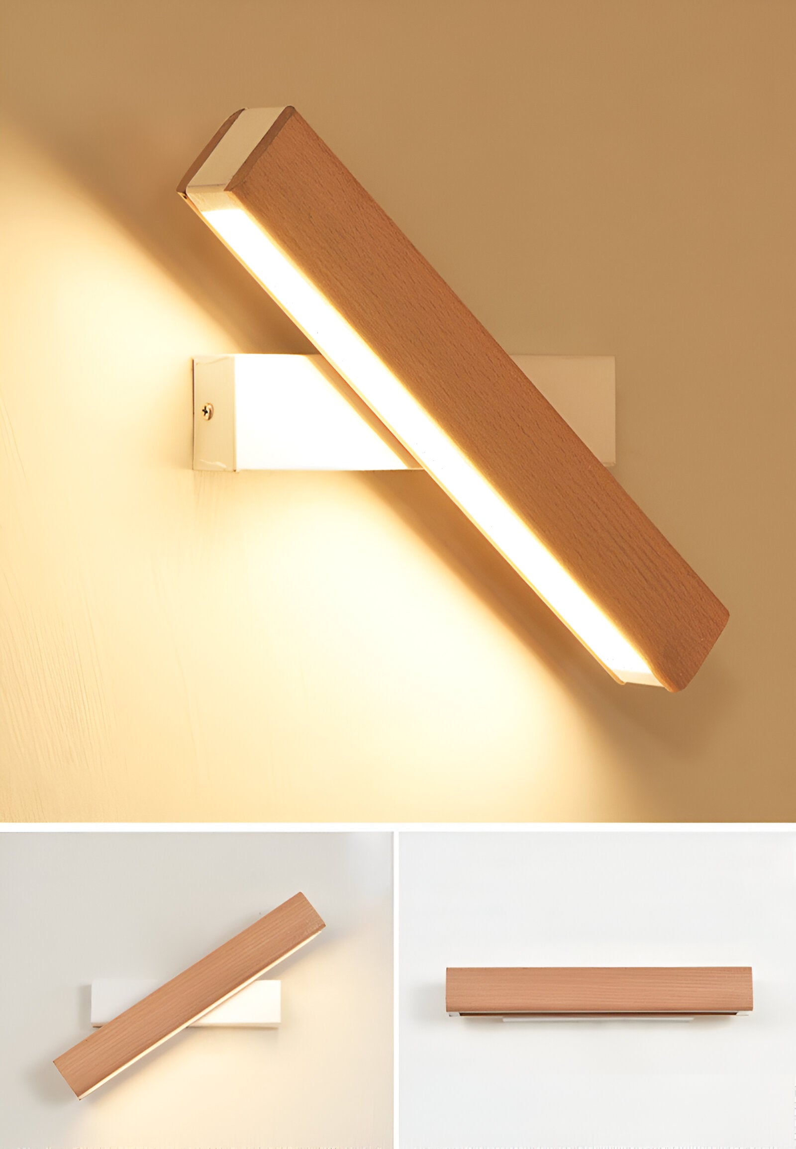 BowLift | TwistLED Wall Lamp - 360° rotatable rectangular LED wall lamp made of wood