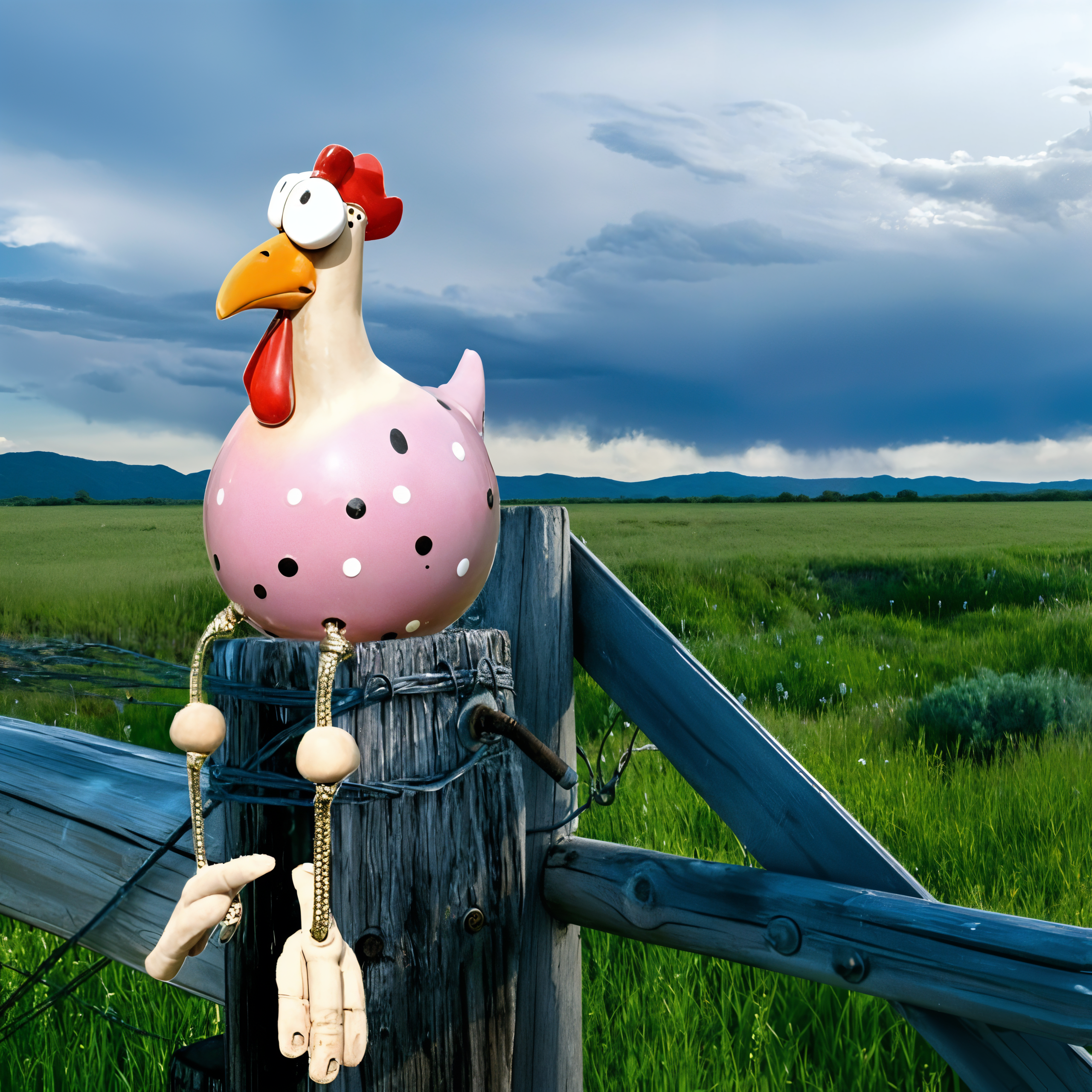 BowLift | Large Eyes Chicken Statue - Weatherproof Resin Craft - Rooster Garden Statue