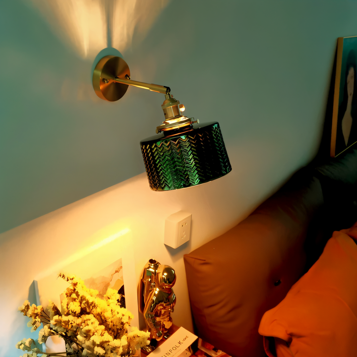 BowLift | Adjustable LED Wall Lamp of Ribbed Glass in Scandinavian Design