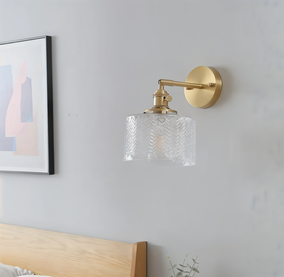 BowLift | Adjustable LED Wall Lamp of Ribbed Glass in Scandinavian Design