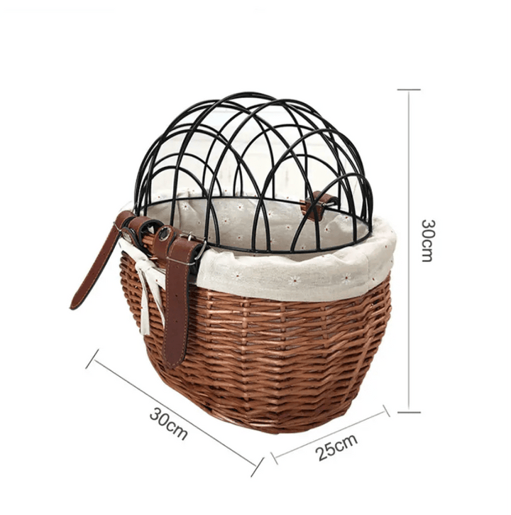 BowLift | PawRide | Front-Mounted Wicker Dog Bike Basket – Safe, Stylish & Weatherproof