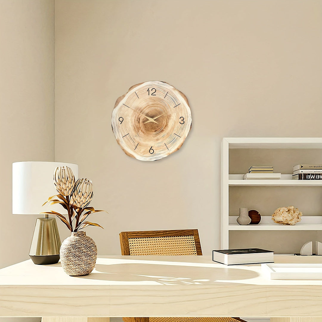 BowLift | Silent Wooden Wall Clock with Natural Wood Texture