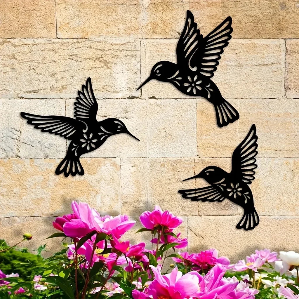 Hummingbird Metal Wall Art 3D Sculptured Iron Craft Wall Decoration For Living Room Dining Room Garden Creative Nordic Home Decor | Bowlift