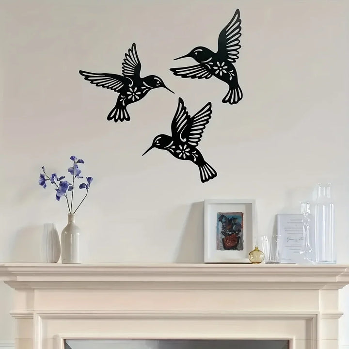 Hummingbird Metal Wall Art 3D Sculptured Iron Craft Wall Decoration For Living Room Dining Room Garden Creative Nordic Home Decor | Bowlift