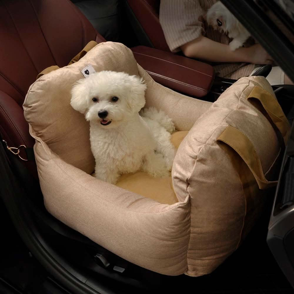 BowLift | Dog seat bed with safety belt & non-slip base for car & home