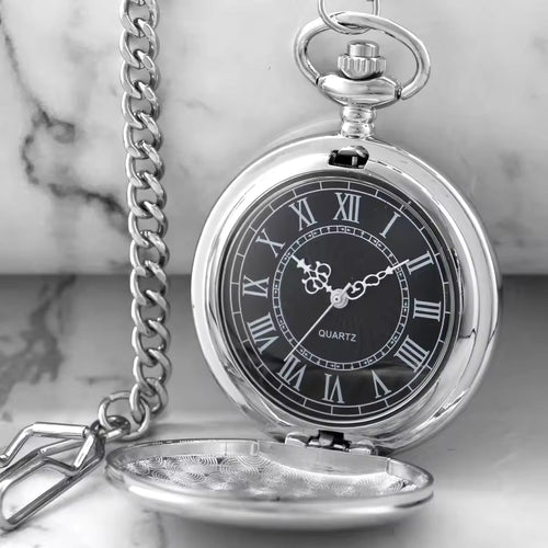BowLift | Silver Full Hunter Pocket Watch with Classical and Antique Look - Elaborately designed to be the perfect complement to your wardrobe