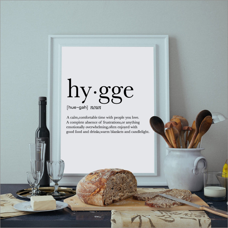 Hygge Lagom Definition Minimalist Nordic Wall Art Black White Fine Art Canvas Prints Swedish Danish Norwegian Lifestyle Quotes Posters For Modern Home Office | Bowlift