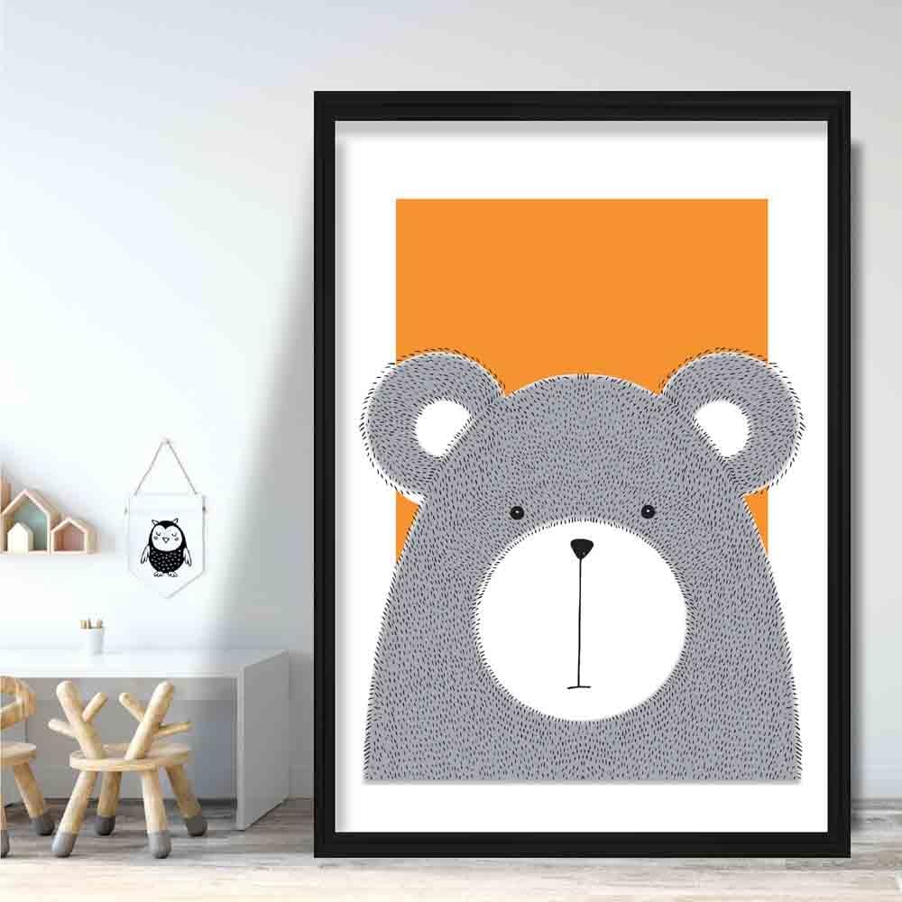 Bears Sketch Style Kids Room Orange Art Print | Bowlift