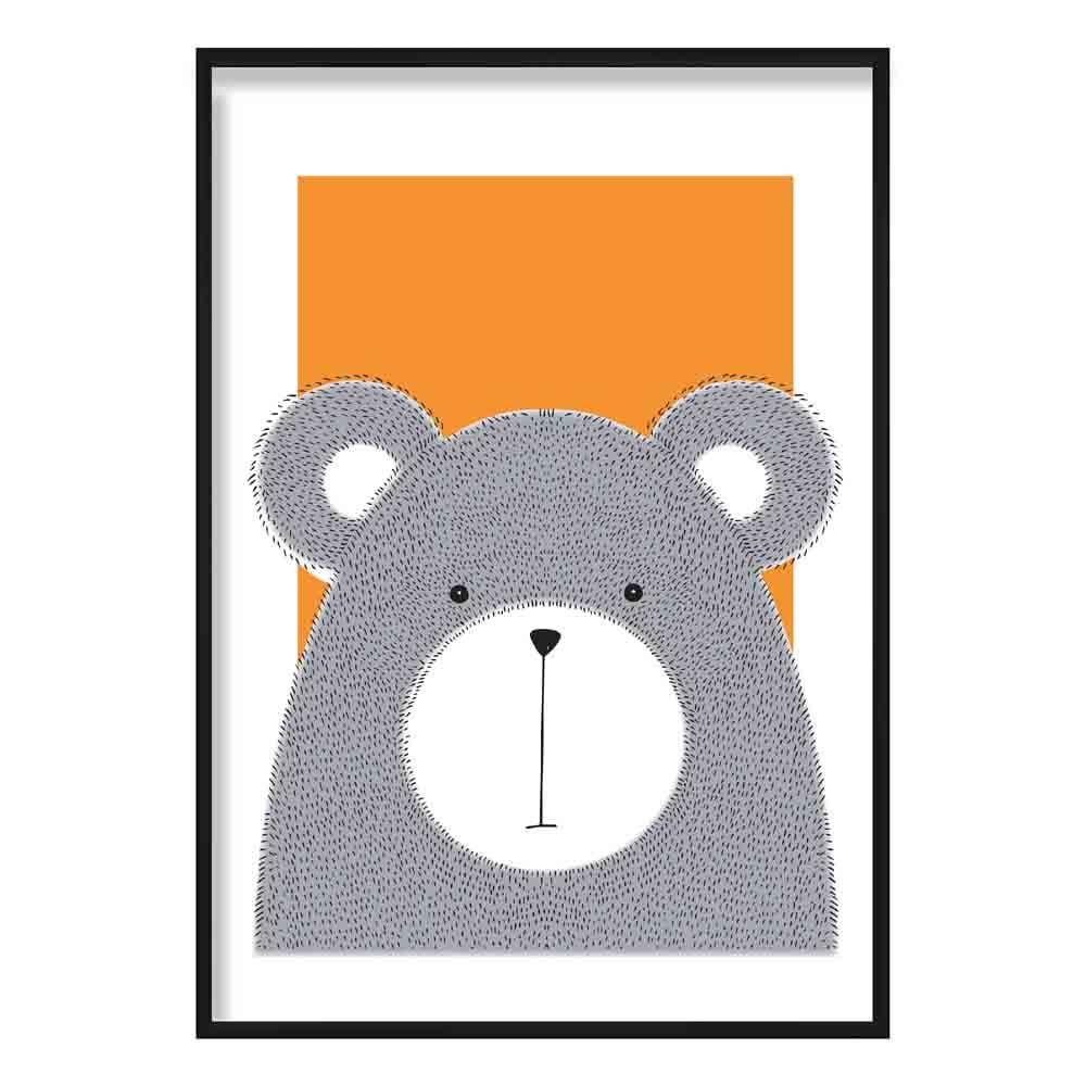 Bears Sketch Style Kids Room Orange Art Print | Bowlift
