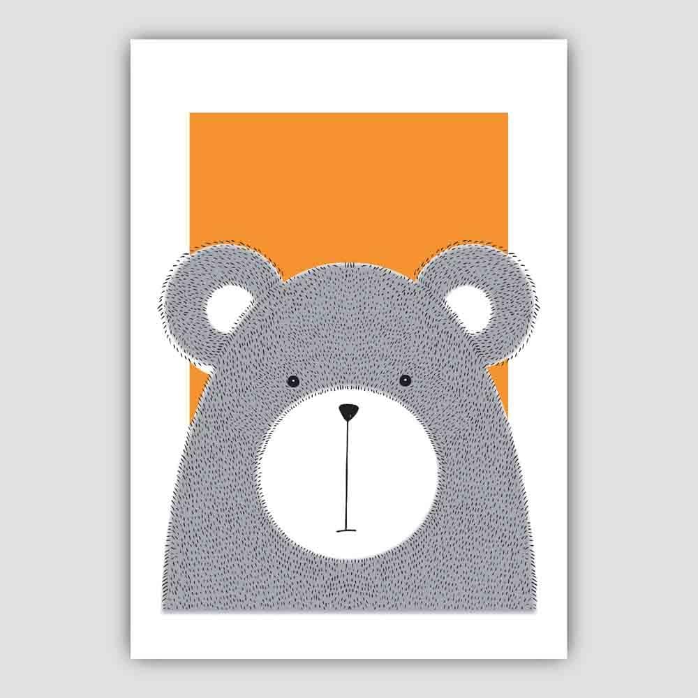 Bears Sketch Style Kids Room Orange Art Print | Bowlift