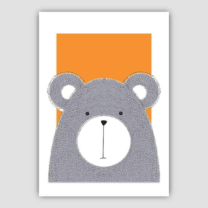 Bears Sketch Style Kids Room Orange Art Print | Bowlift