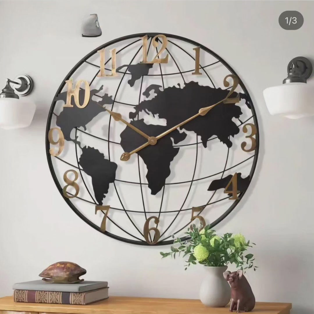 BowLift | 60cm Large World Map Wall Clock