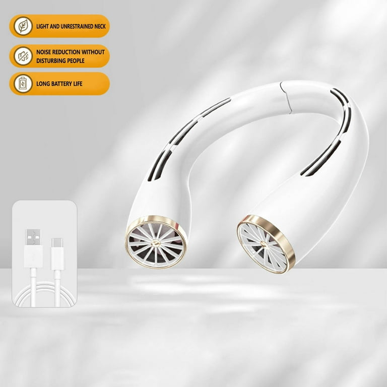 Portable Neck Cooler Fan,USB Rechargeable Quiet Electric Fan, Long Battery Life,Small Neck Fan for Outdoor, Travel, and Office Use. | Bowlift