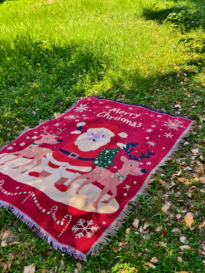 Thick Knitted Gold Thread Christmas Sofa Throw