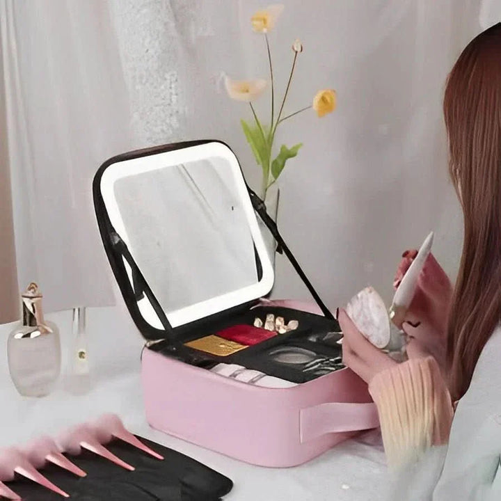 BowLift | Make-up bag with LED mirror - Portable make-up bag with light & storage space for perfect styling on the go