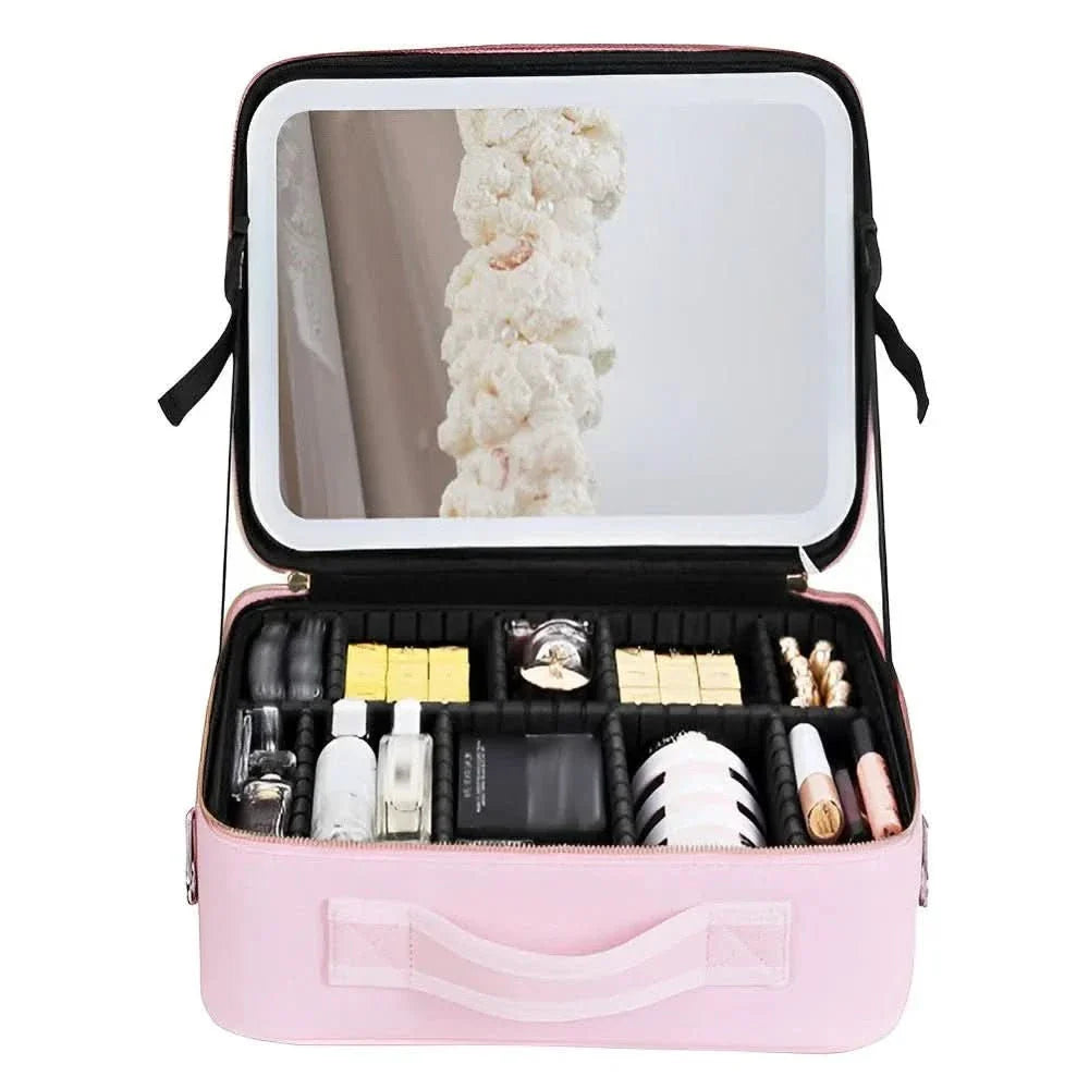 BowLift | Make-up bag with LED mirror - Portable make-up bag with light & storage space for perfect styling on the go