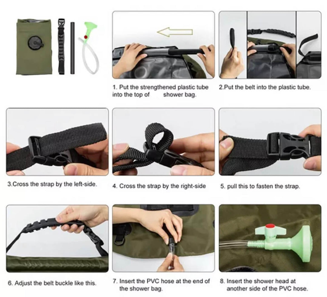 BowLift | ZonFlow Foldable Outdoor Shower Bag – 20L Solar Heating