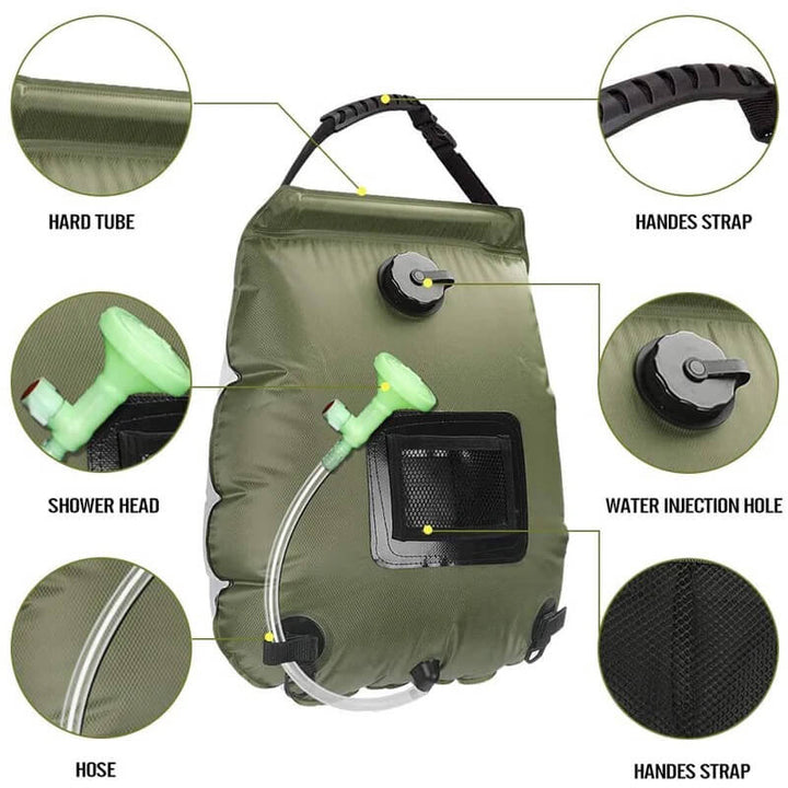 BowLift | ZonFlow Foldable Outdoor Shower Bag – 20L Solar Heating