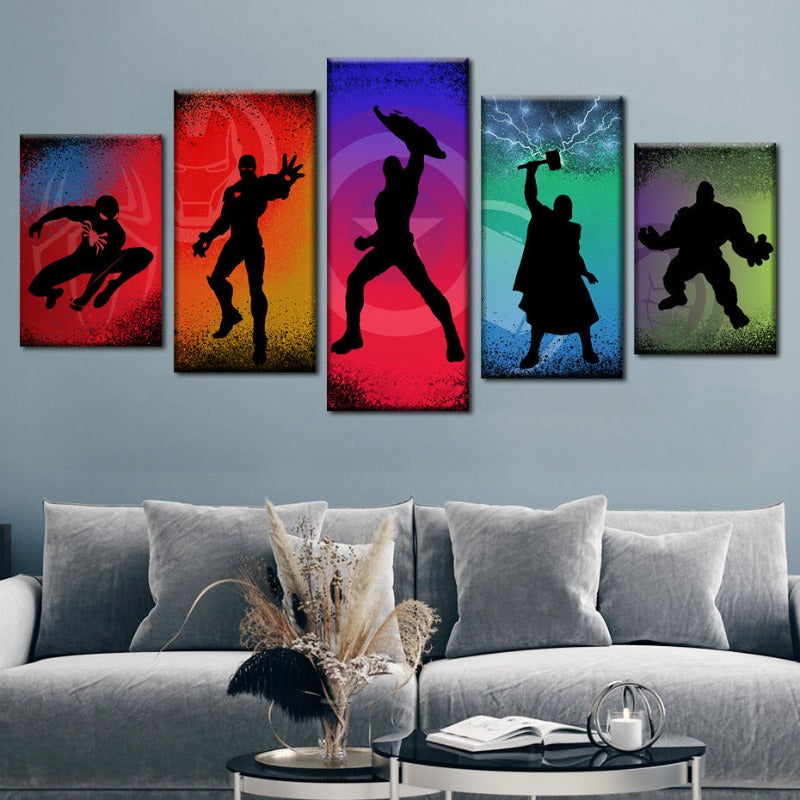 Marvel Superheroes Silhouettes - Canvas Wall Art Painting | Bowlift