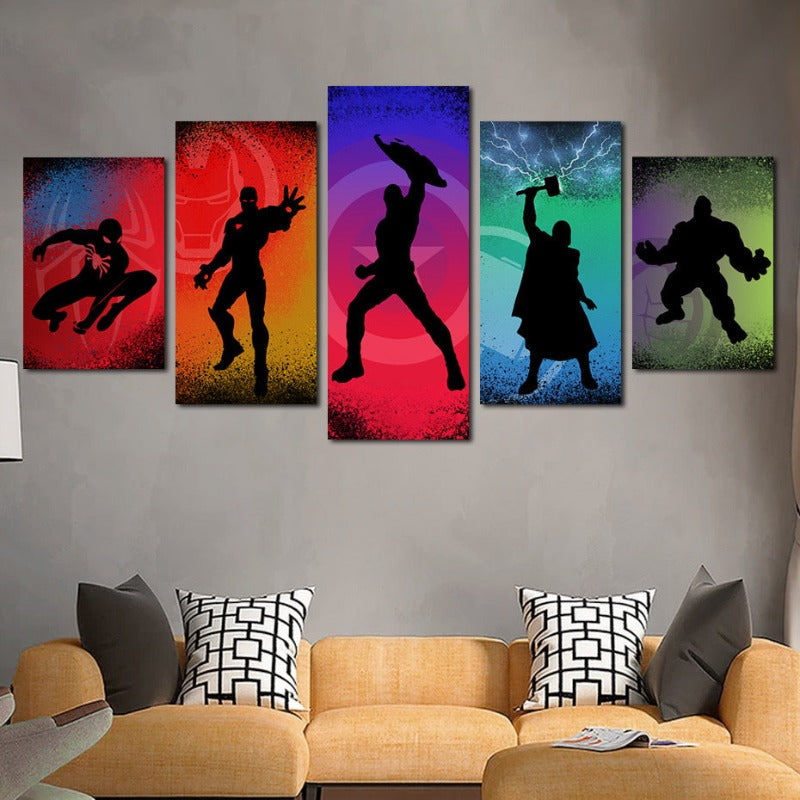 Marvel Superheroes Silhouettes - Canvas Wall Art Painting | Bowlift