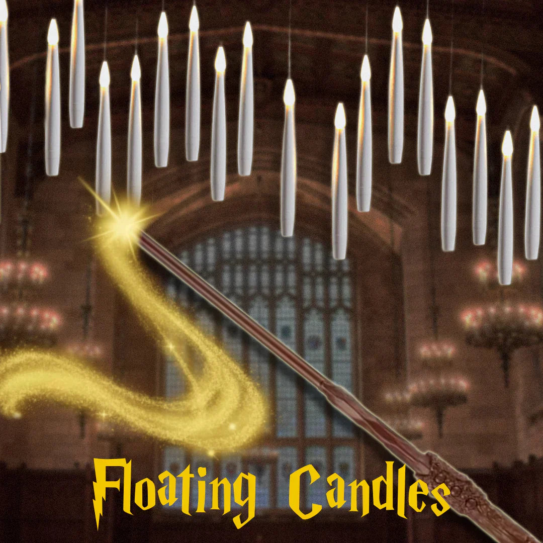 BowLift | Floating LED Candles with Remote Wand | Flameless Hanging Lights | 12-Pack with Hooks & Batteries