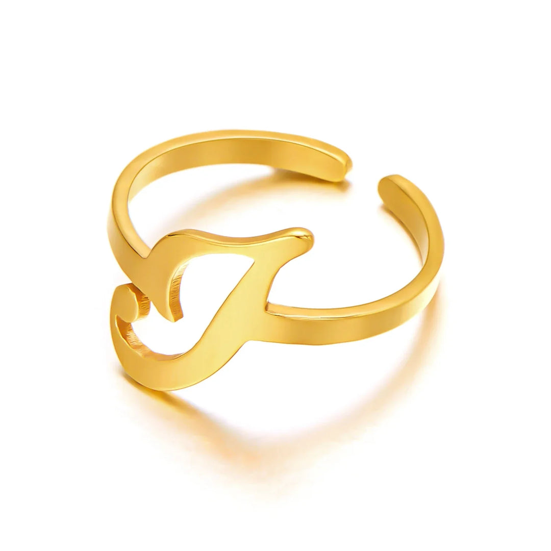 BowLift | Adjustable Italic Cursive Letter Initial Ring
