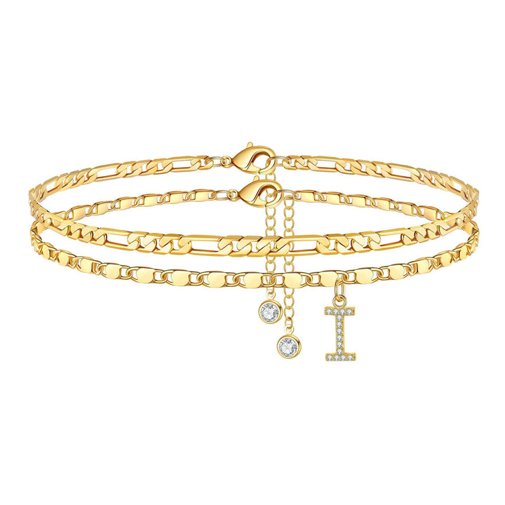 BowLift | 2pc 14k Diamond Letter Initial Anklet
